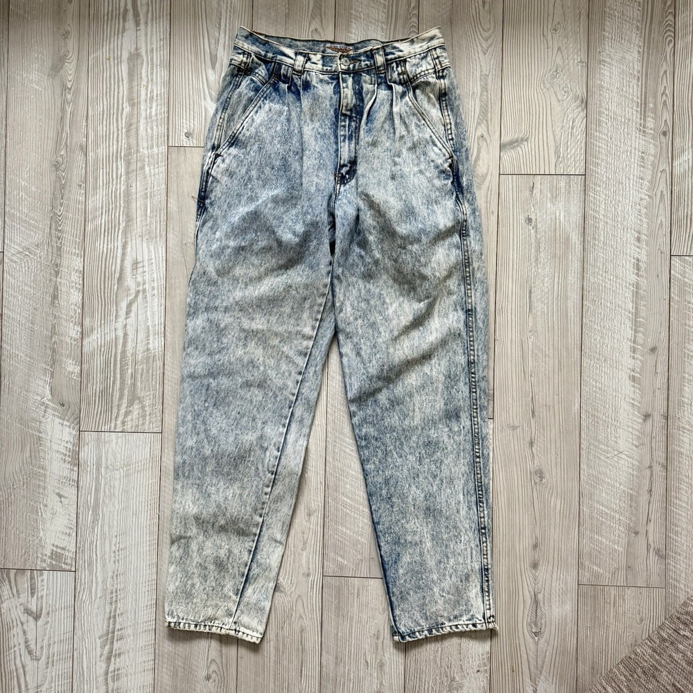 Jordache Vintage Jeans 33W 34 Hong Kong | 80s Tapered Leg Acid Washed 90s Denim